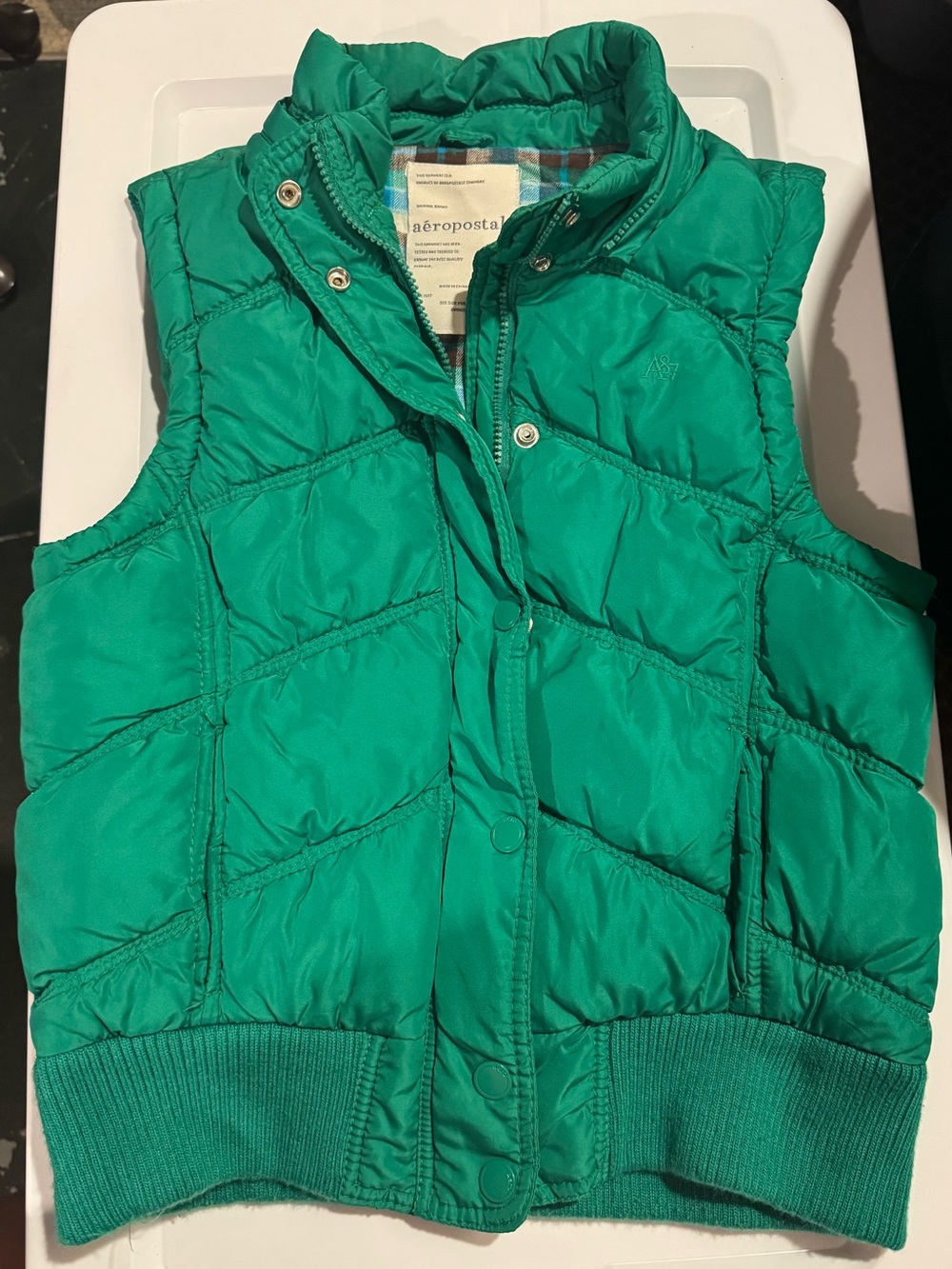 Aeropostale Quilted Vest in Teal Green